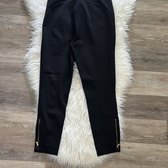 LOFT Stretch Black Track Pants with Gold Zipper Size 10 - Picture 1 of 12